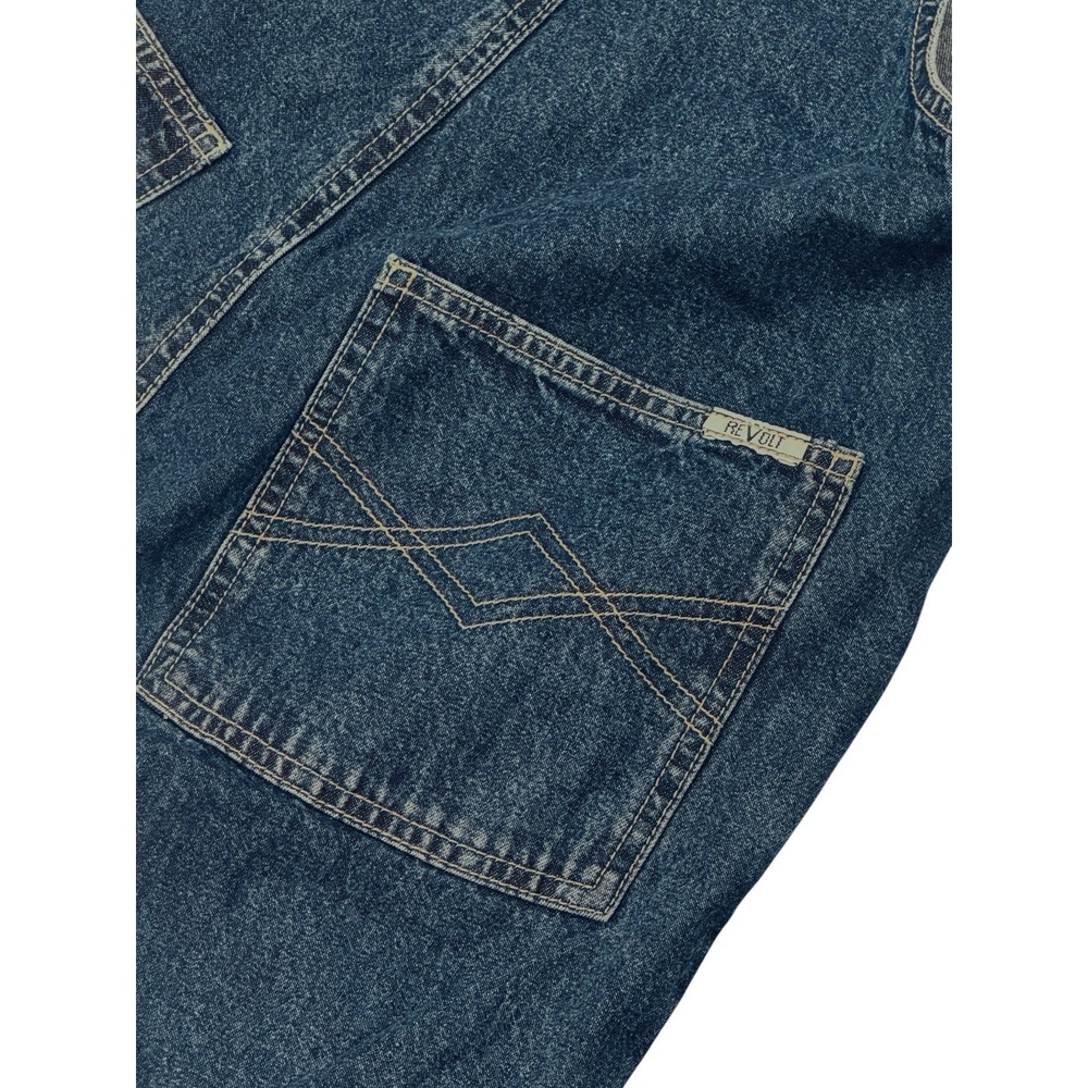 NWT Revolt Women Bib Overalls M Wide Leg Carpenter Vintage 90s Blue Stripe Denim - Picture 8 of 13